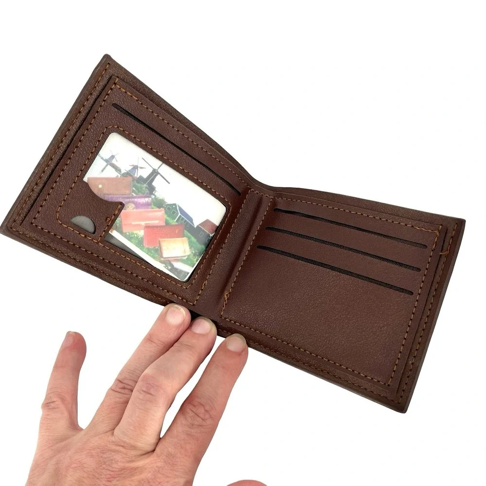 Men's Brown Bifold Wallet Stitched Novelty USA $100 Bill Money Print
